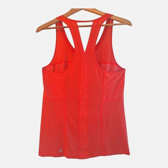 Lululemon Pedal To The Medal Singlet Tank Orange size 10 Heathered Alarming - Picture 2 of 12